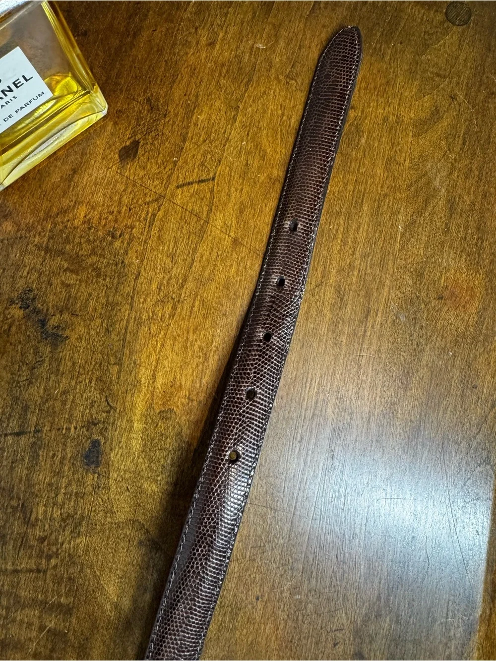 Brighton Brown Lizard-Embossed Leather Belt with Brass Buckle